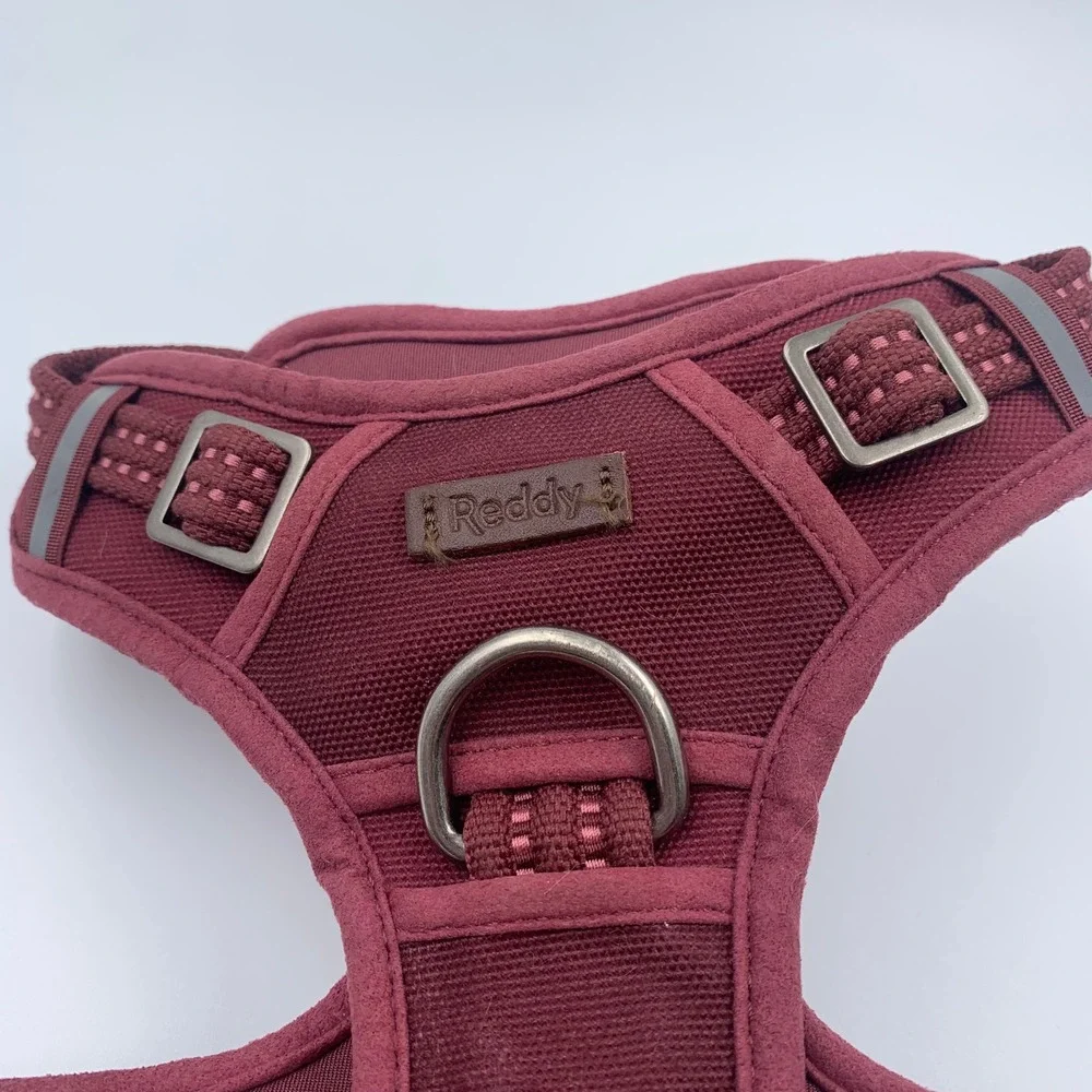 Reddy Burgundy Canvas Dog Harness Medium Traffic Handle Padded Reflective Petco